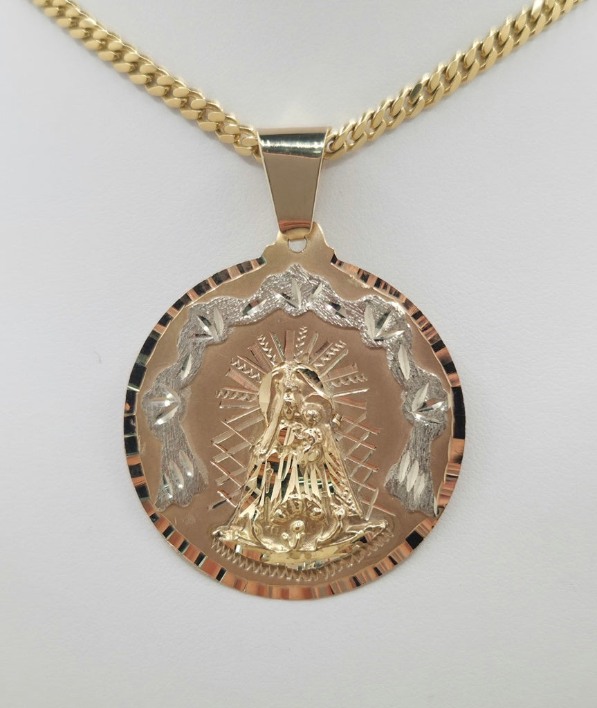 14KT Caridad del cobre round medallion Size 38.25MM Weight 11.1 GRS