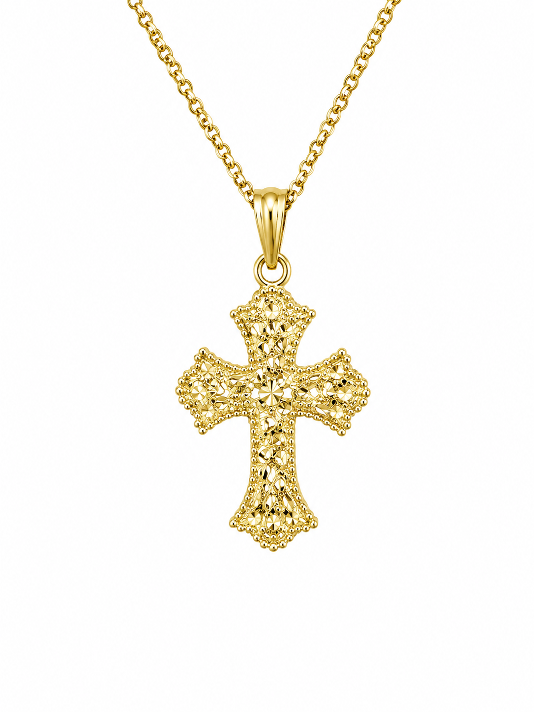 10KT NUGGET DESIGN ROMAN CROSS PENDANT Size SMALL Weigth 1.2GR