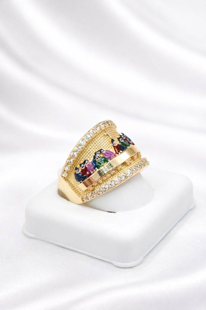 10KT COLOR LAST SUPPER CZ FRAME  RING Size 11 Weigth 6.4GR