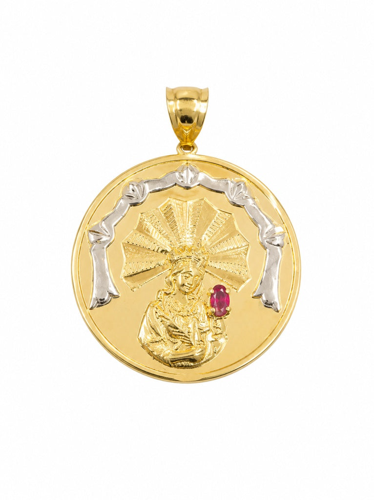 10KT EXTRA SMALL TWO TONE DETAILS SANTA BARBARA ROUND PENDANT Size EXTRA SMALL Weigth 2.4GR