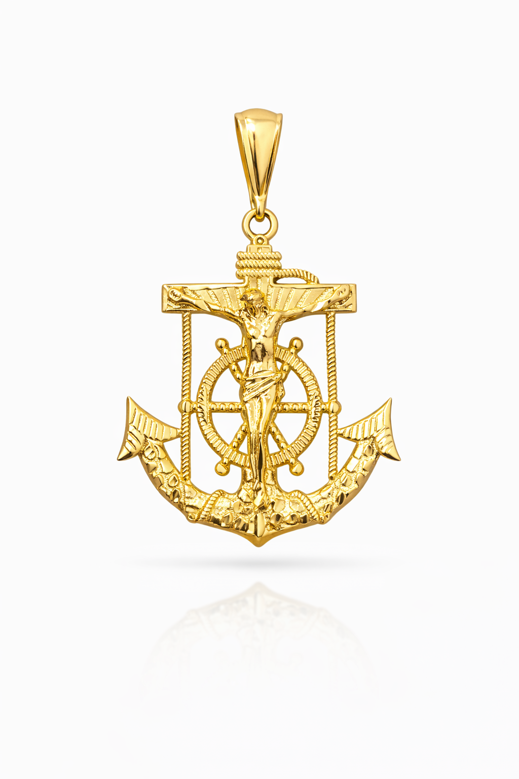10KT YELLOW GOLD NUGGET ANCHOR PENDANT Size LARGE Weigth 9.4 grs