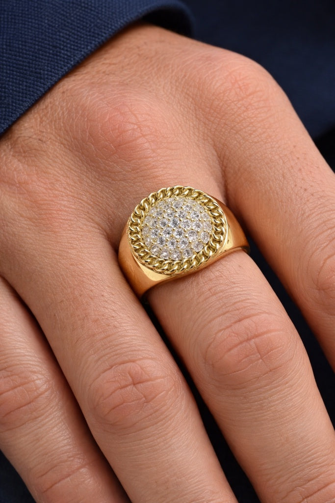 10KT ROUND ROPE CZ DETAIL RING Weight 7.2GR