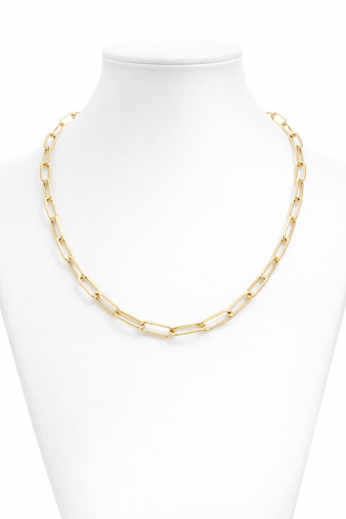14KT MODERN PAPER CLIP NECKLACE Size 18INCH 5MM Weigth 6.2GR