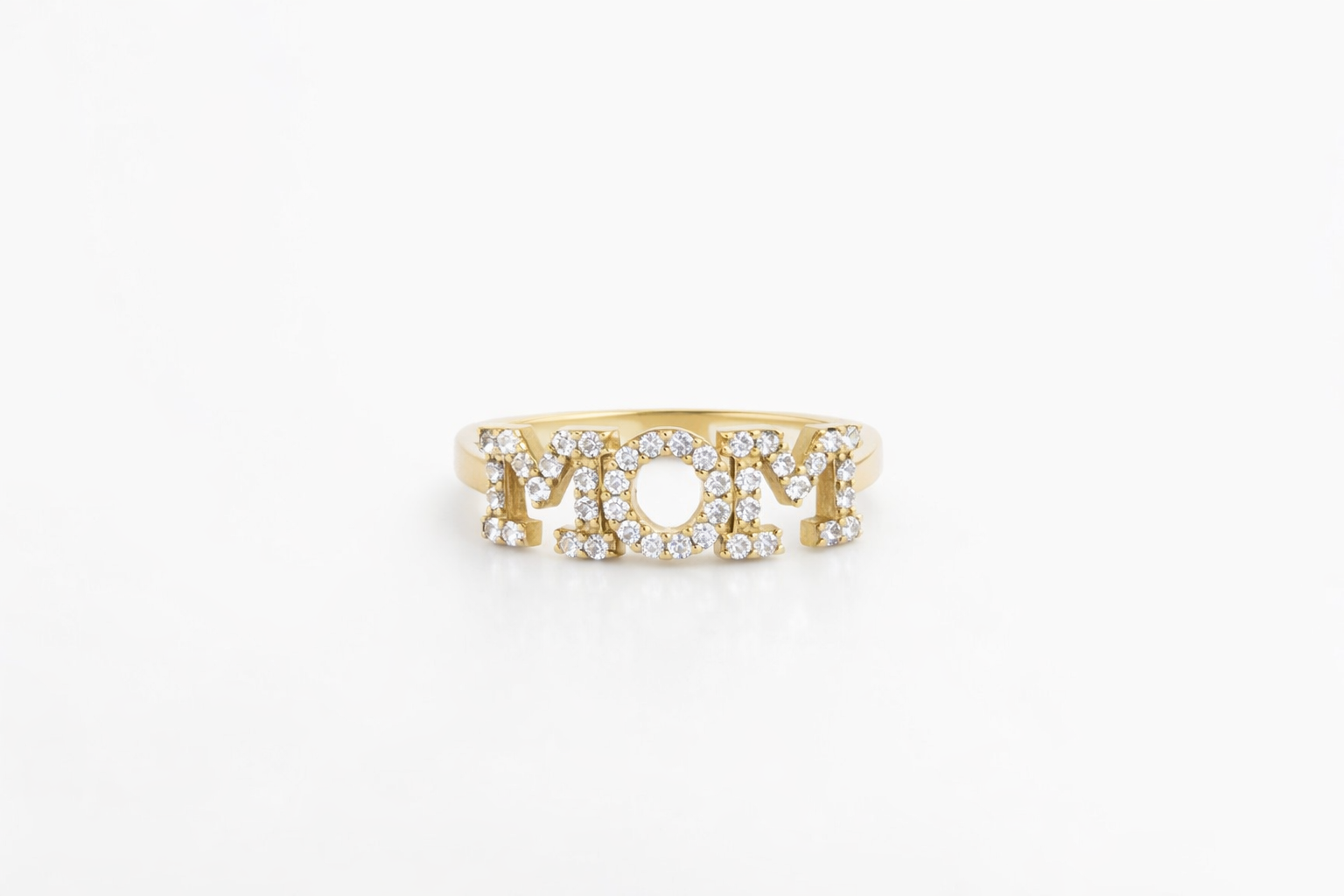 14KT BEAUTIFUL CZ FILLED MOM RING SIZE 7 Weight 1.4GR