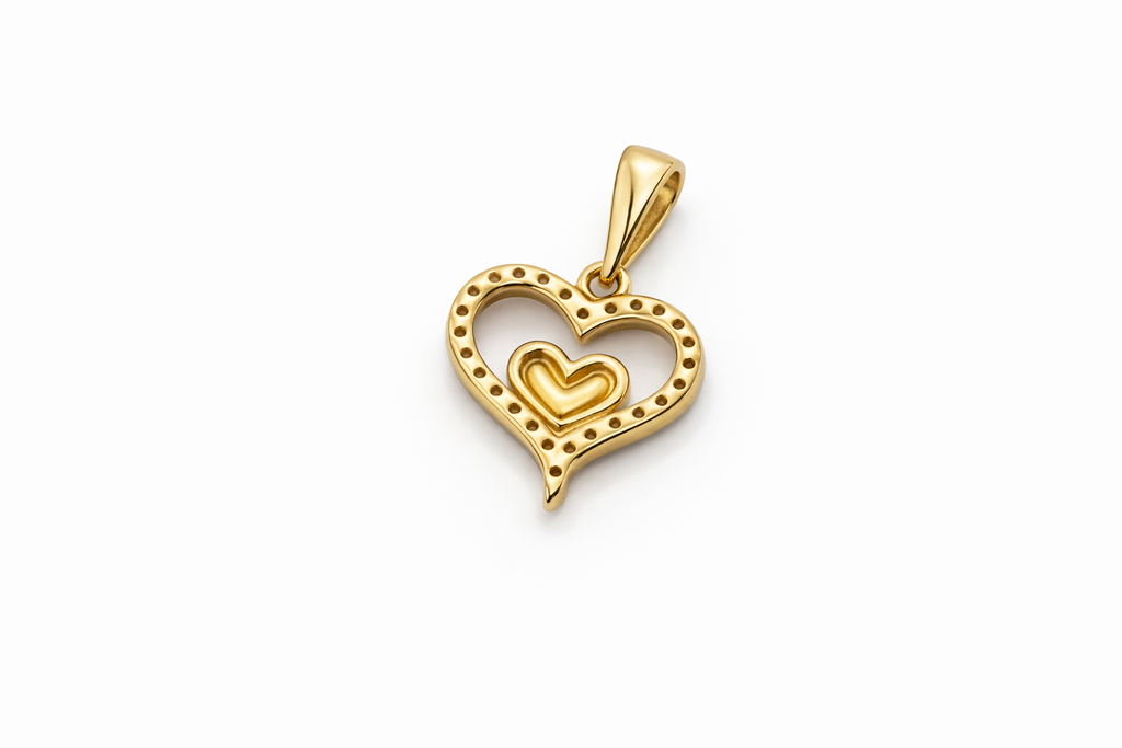 10KT NATURAL DIAMOND SMALL HEART PENDANT Weigth 0.9GR