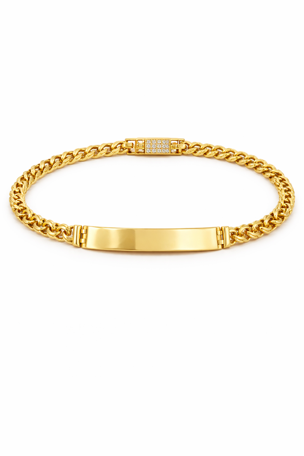 10KT CHINO LINK ID BRACELET WITH PLATE Size 6.5INCH 5.5MM Weigth 6.1GR