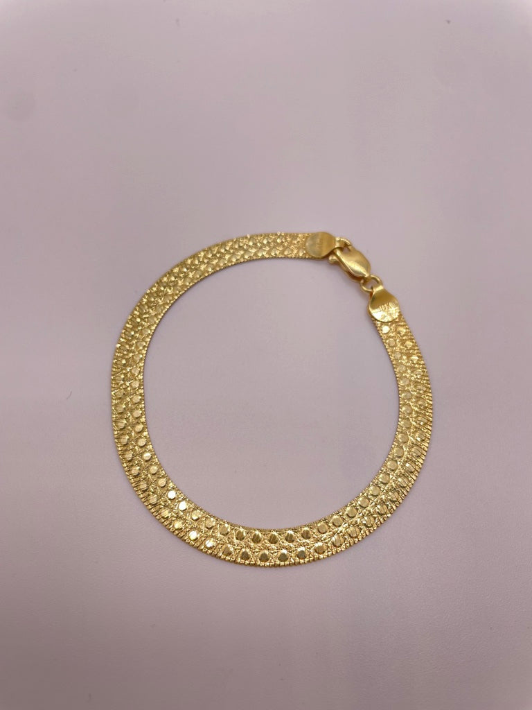 10KT NUGGETS DESIGN GOLD FLAT BRACELET Size 7 INCH Weigth 5.2GR