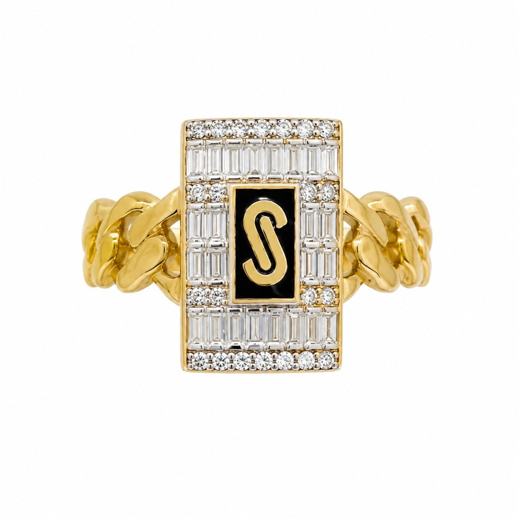 10KT BAGUETTE MONACO CERTIFIED WOMAN'S RING Size 7-8 Weigth 2.9GR