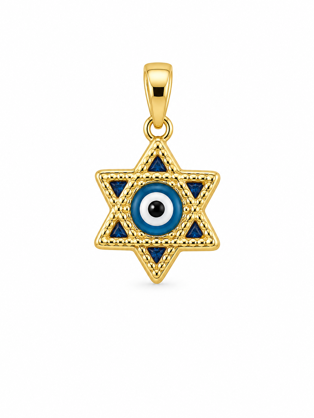 14KT ELEGANT STAR-SHAPED PENDANT WITH A BLUE EYE IN THE CENTER Weight 0.4GR