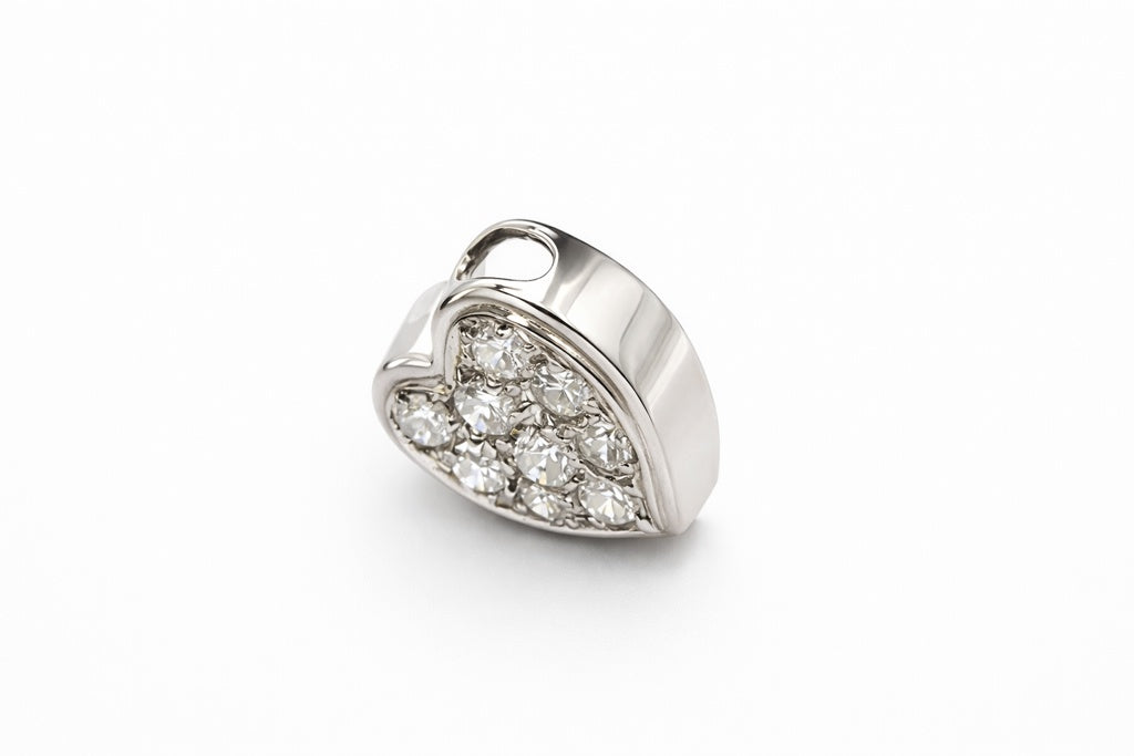 10KT WHITE GOLD SMALL DIAMOND HEART PENDANT  Weigth 1.4GR