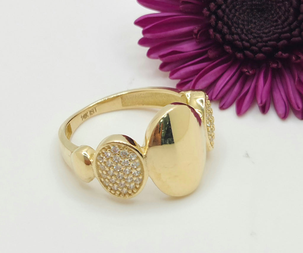 14KT CZ FLAT OVALS RING Size 7 & 8 Weight 3.2GR