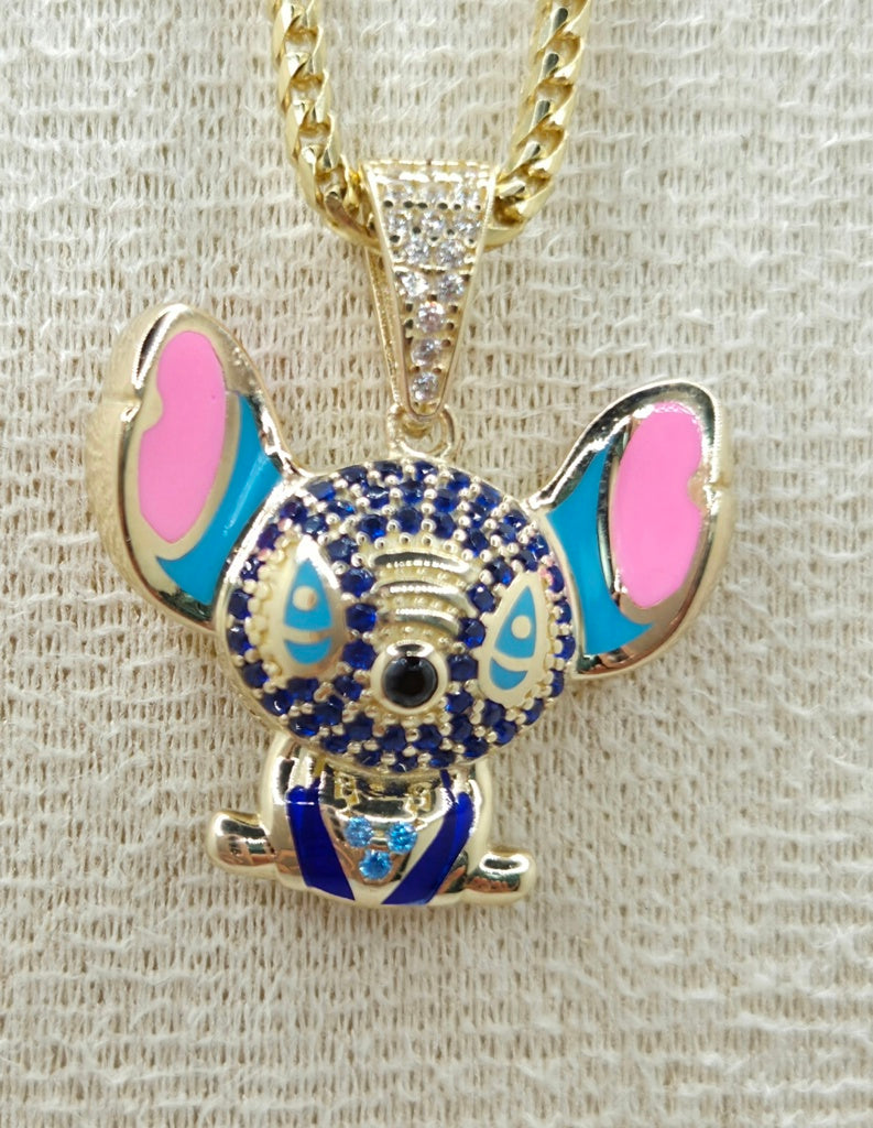 10KT CZ BLUE STITCH PENDANT Weight 4GR
