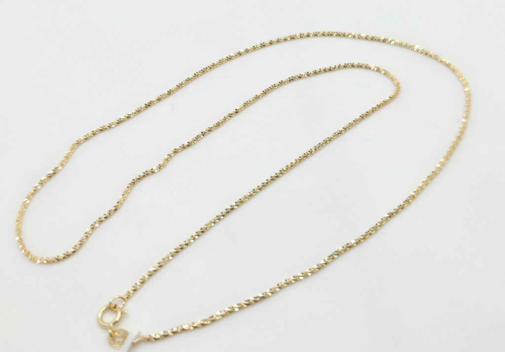 10KT  SHINY WHEAT CHAIN Size 1MM 20INCH Weight 1.7GR