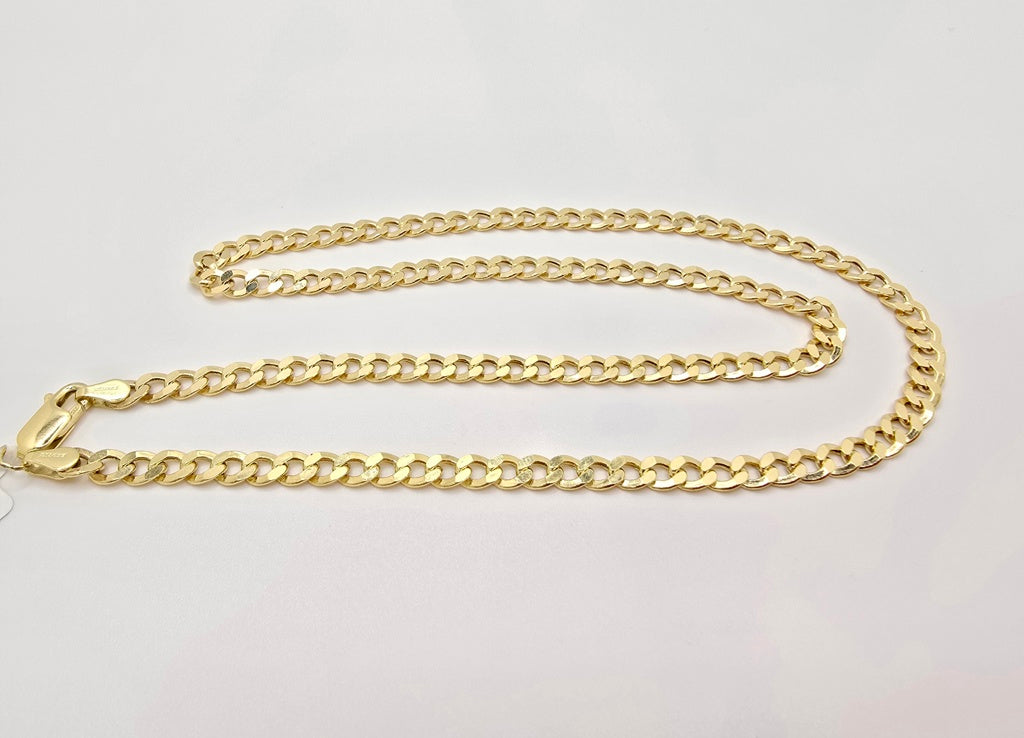 10KT HOLLOW CUBAN CURB FLAT CHAIN Size 22INCH 6.5MM Weight 15.7GR