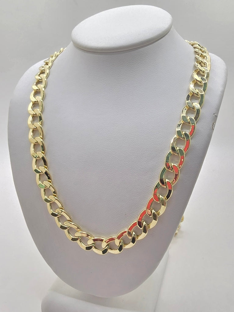 14KT HOLLOW CUBAN CURB FLAT CHAIN Size 18INCH 8MM Weight 25GR