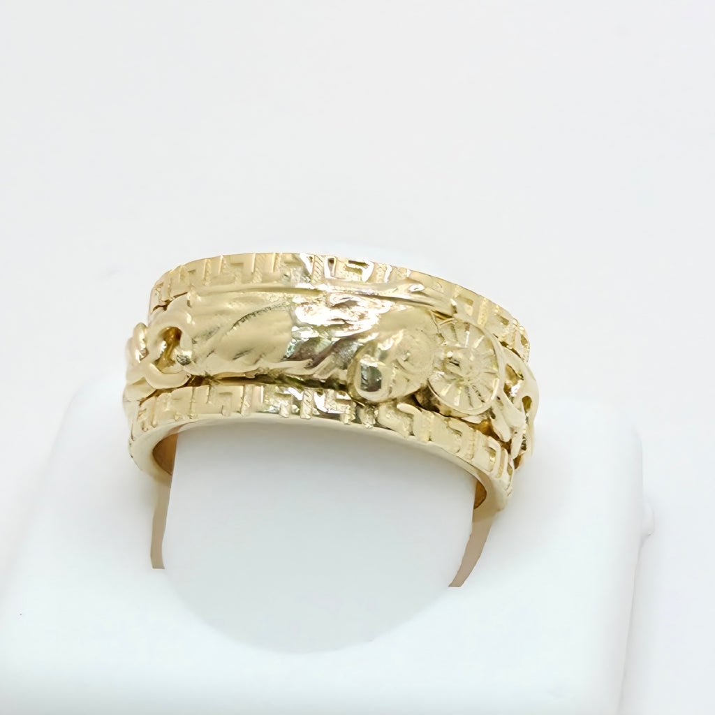 10KT SAN JUDAS CHINO LINK DESIGN SPINNING RING Size 10 Weight 8.8GR