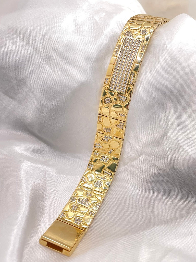 10KT CZ NUGGETS BRACELET Size 8INCH 15MM Weight 36GR