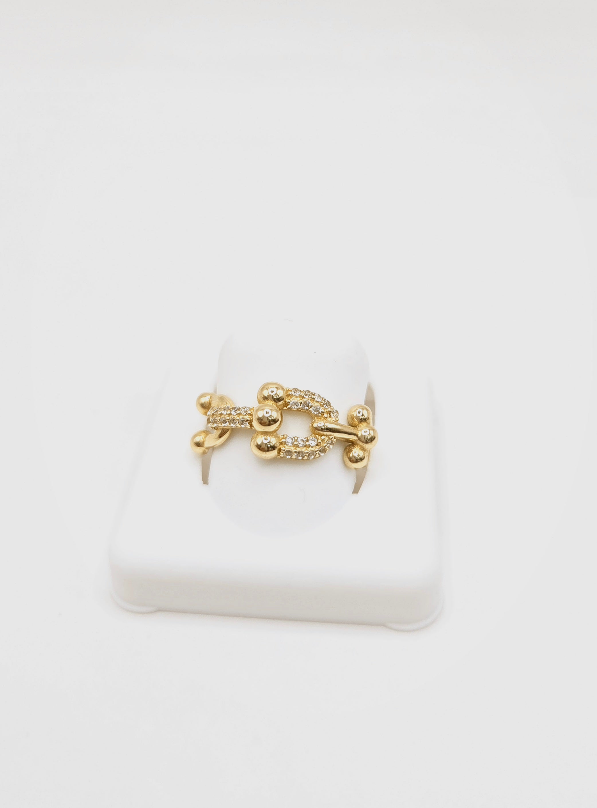 14KT EXOTIC PAPER CLIP  STYLE RING WITH MANY CZ SIZE 8 & 9 Weight 2.6GR