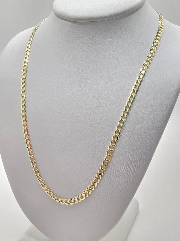 10KT SOLID CUBAN CURB FLAT CHAIN Size 3MM 24INCH Weight 8.1 GRS