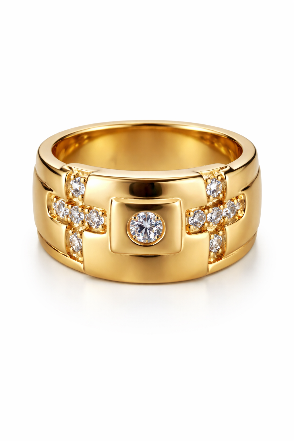 14KT MAN CROSS ELEGANT RING Size 9.5 Weight 6.1GR