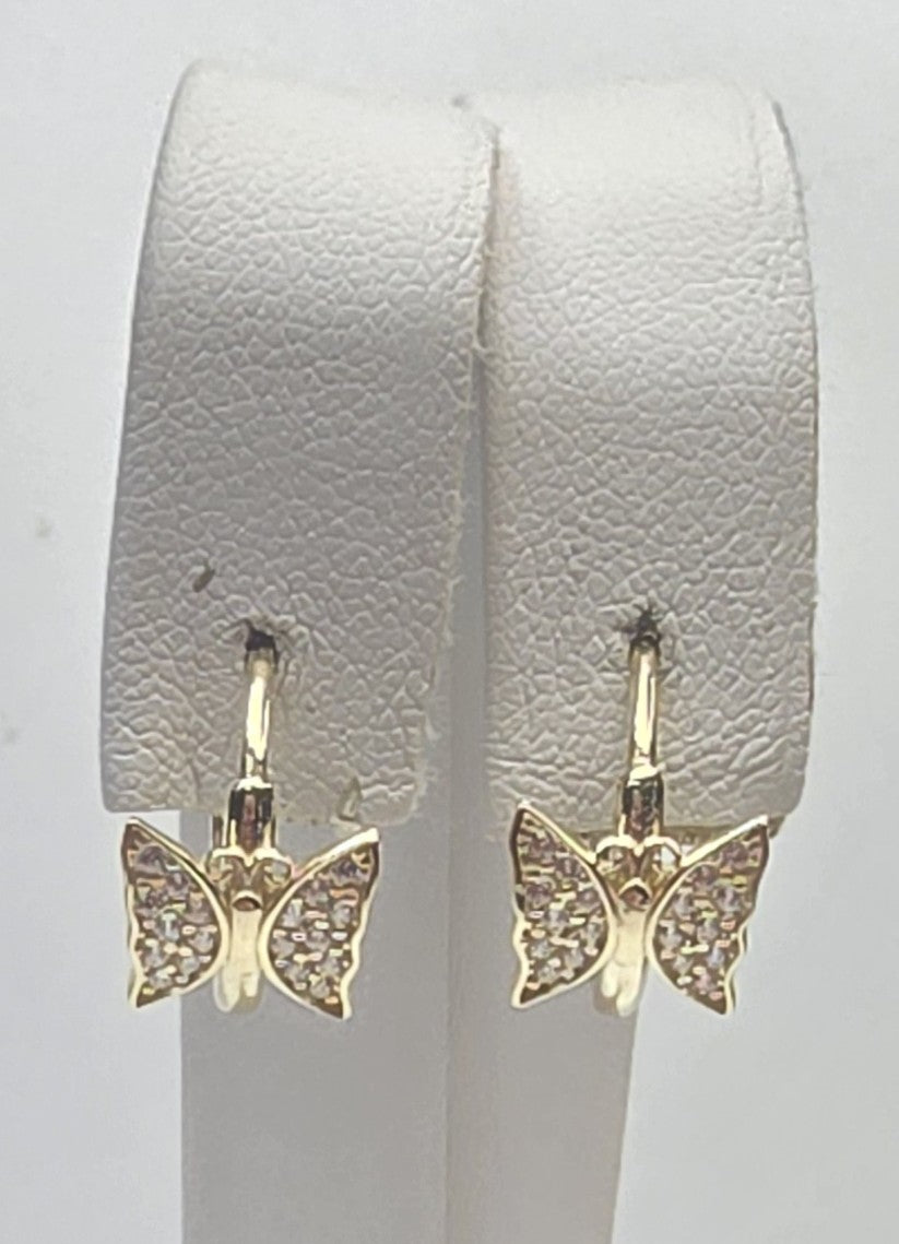 10KT CZ BUTTERFLY HOOPS EARRINGS Size SMALL Weigth 1.8GR