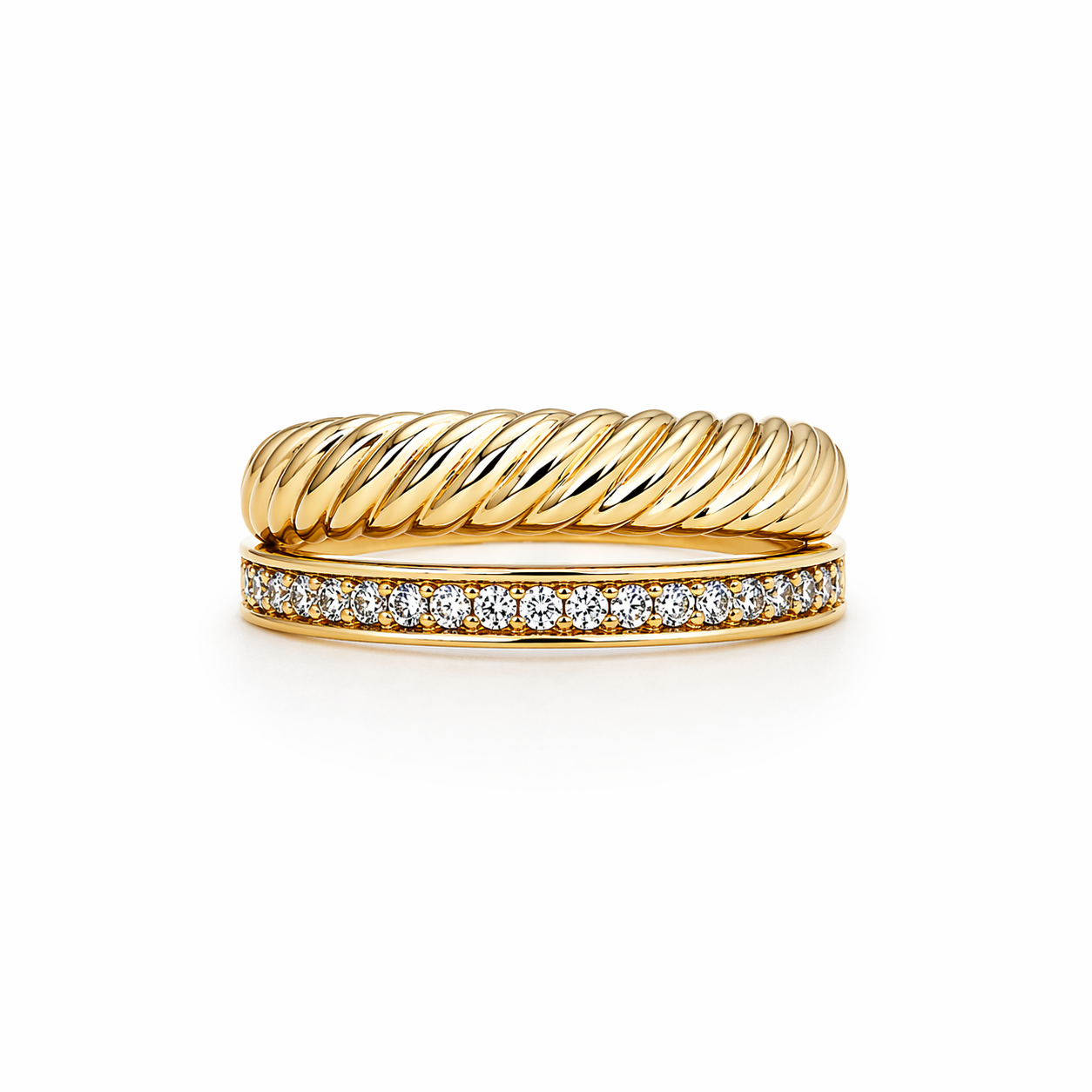 10KT DELICATE ROPE DESIGN AND CZ ROW DETAIL WOMAN'S RING Size 7/8 Weigth 2.1GR