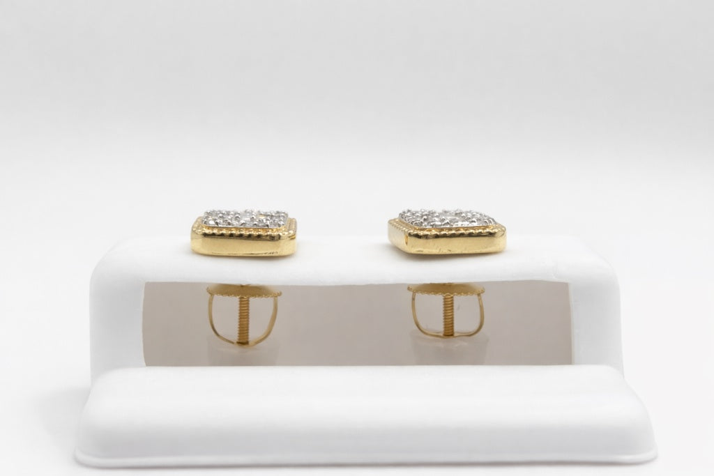 14KT ELEGANT SQUARE NATURAL DIAMOND EARRINGS