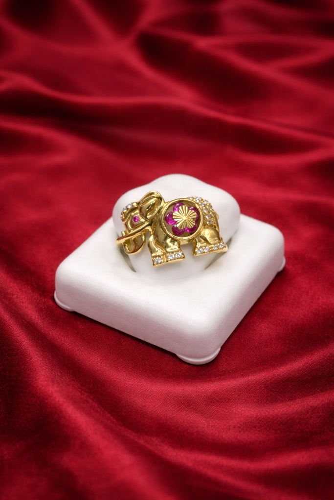 10KT PINK DETAILS ELEPHANT RING Size 7 Weigth 3.1GR