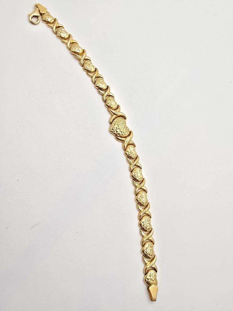10KT  HEART XOXO LINK BRACELET Size 7.5INCH Weight 6.7GR