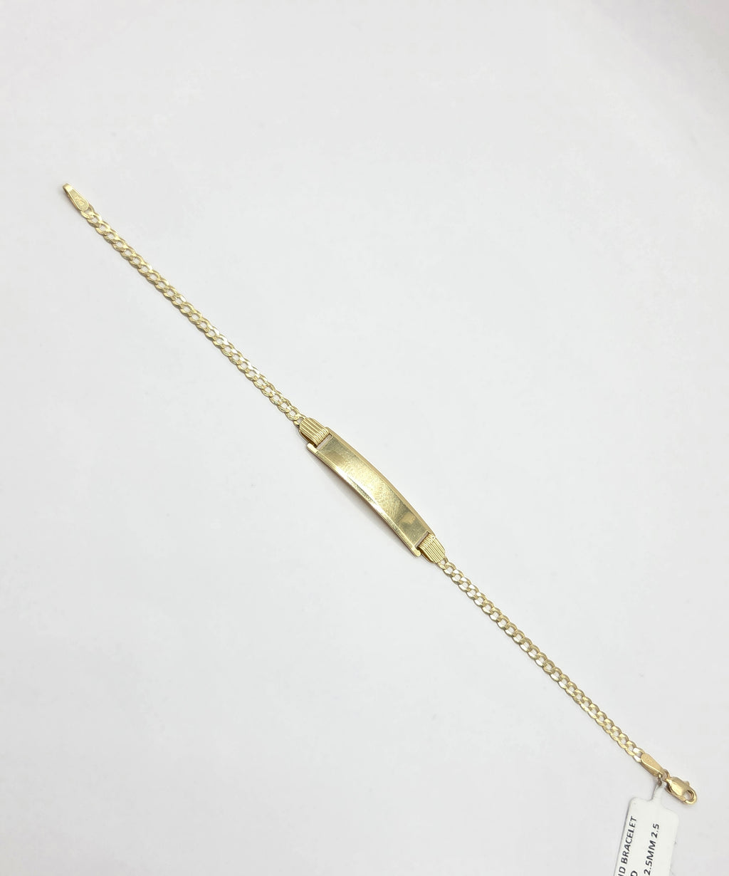 10KT SOLID ID CUBAN CURB FLAT BRACELET Size 5-6INCH 2.5MM Weigth 2.5GR