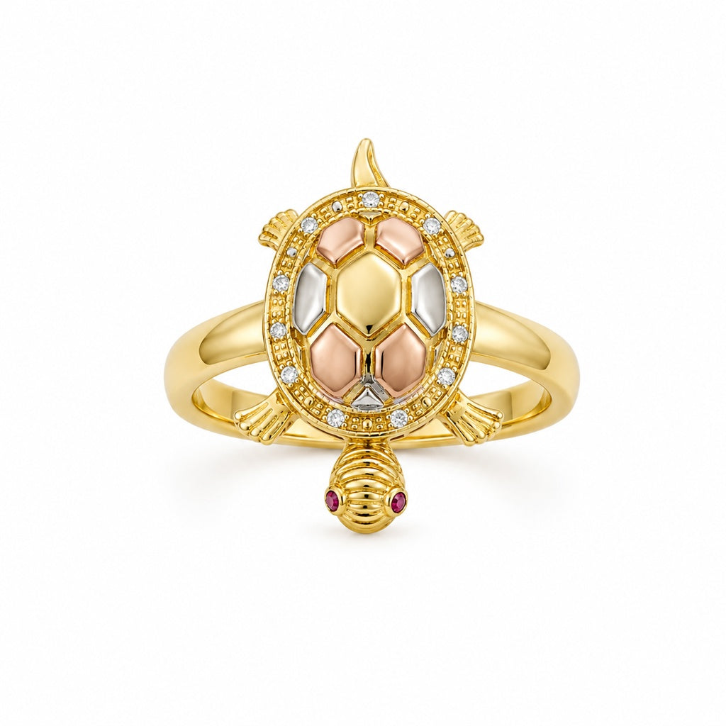 14KT SPECIAL OFEFR TWO TONE TORTOISE RING Size 7 Weigth 8.4GR