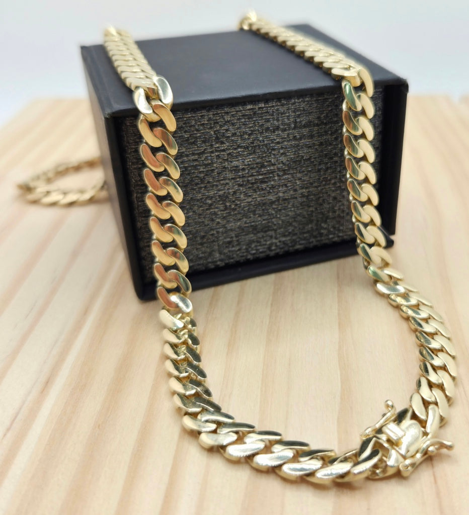 10KT SEMISOLID MIAMI CUBAN CHAIN Size 6MM 16INCH Weight 18.7GR