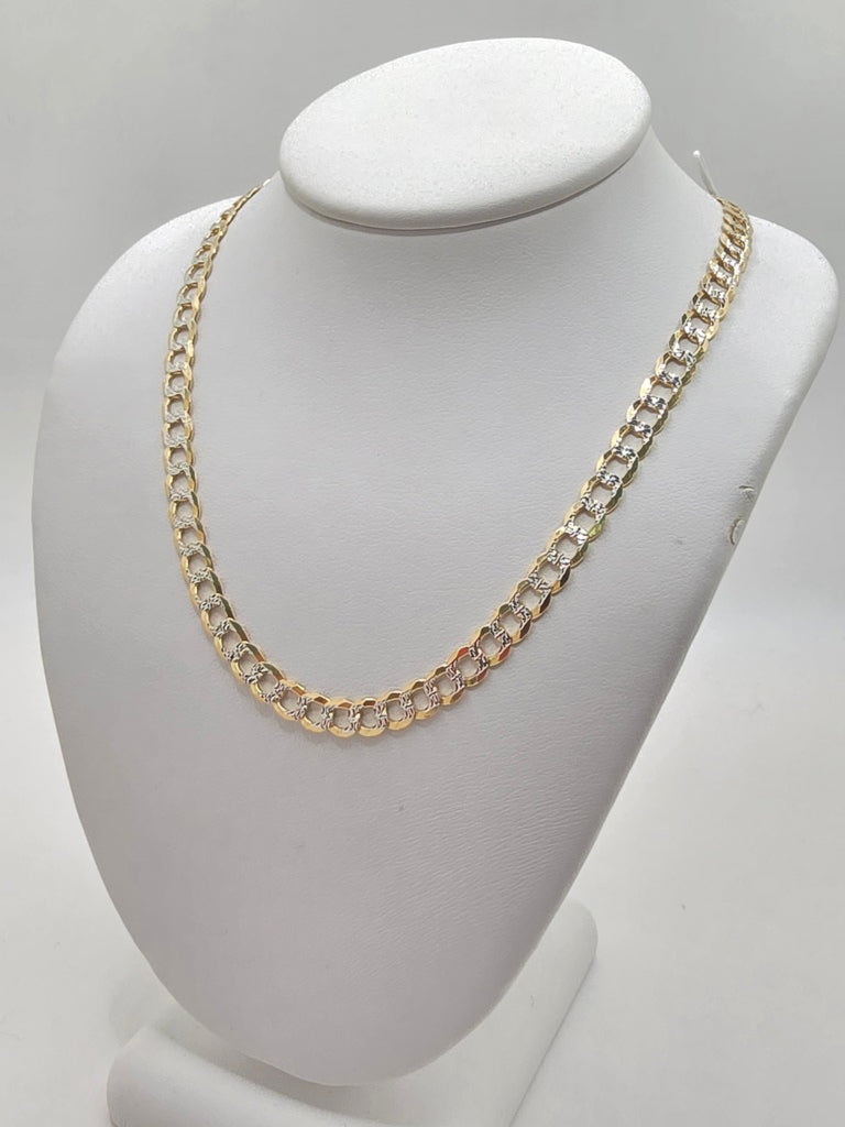 10KT TWO TONE CUBAN CURB FLAT Size 18INCH 4.5MM Weight 9.3GR