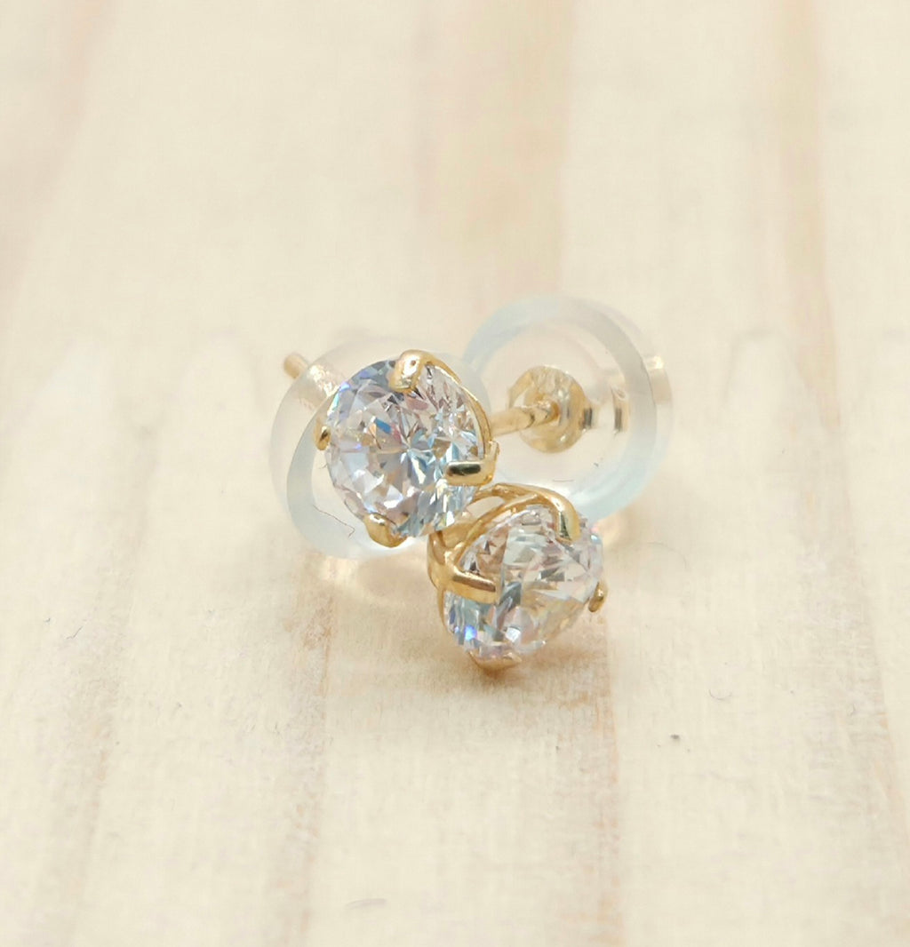 14KT ROUND SOLITAIRE  EARRINGS 6MM Size 6MM