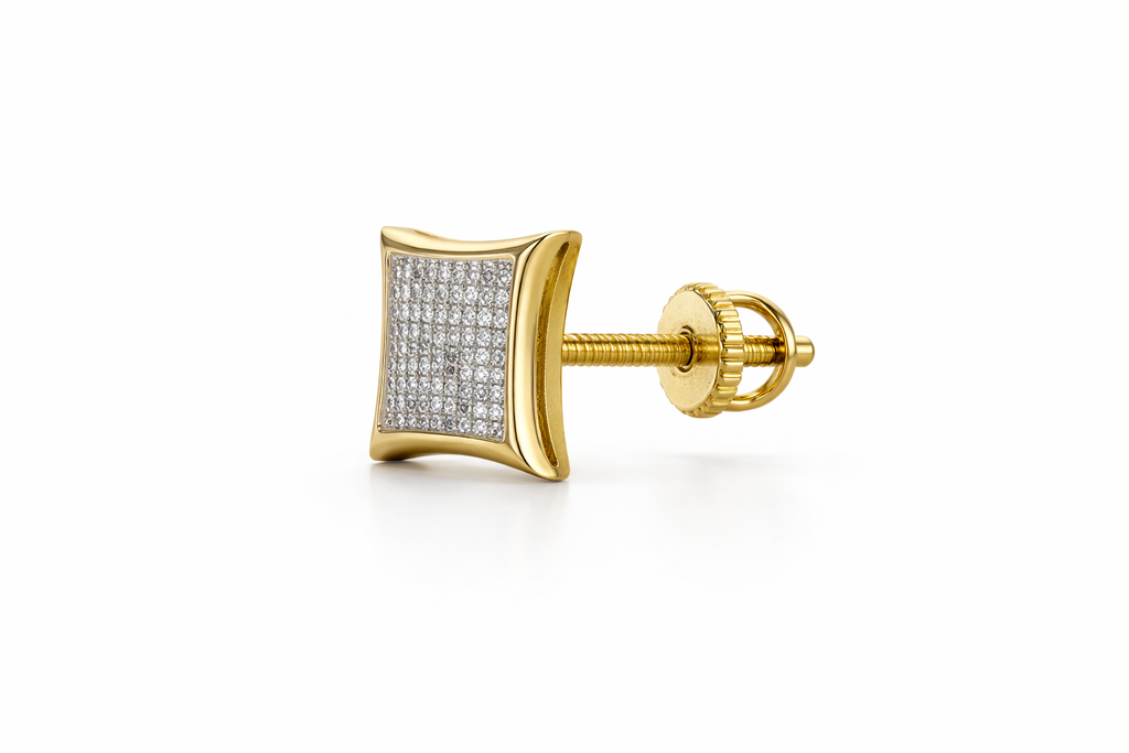 10KT LARGE SQUARE DIAMOND EARRINGS Size 0.50CT