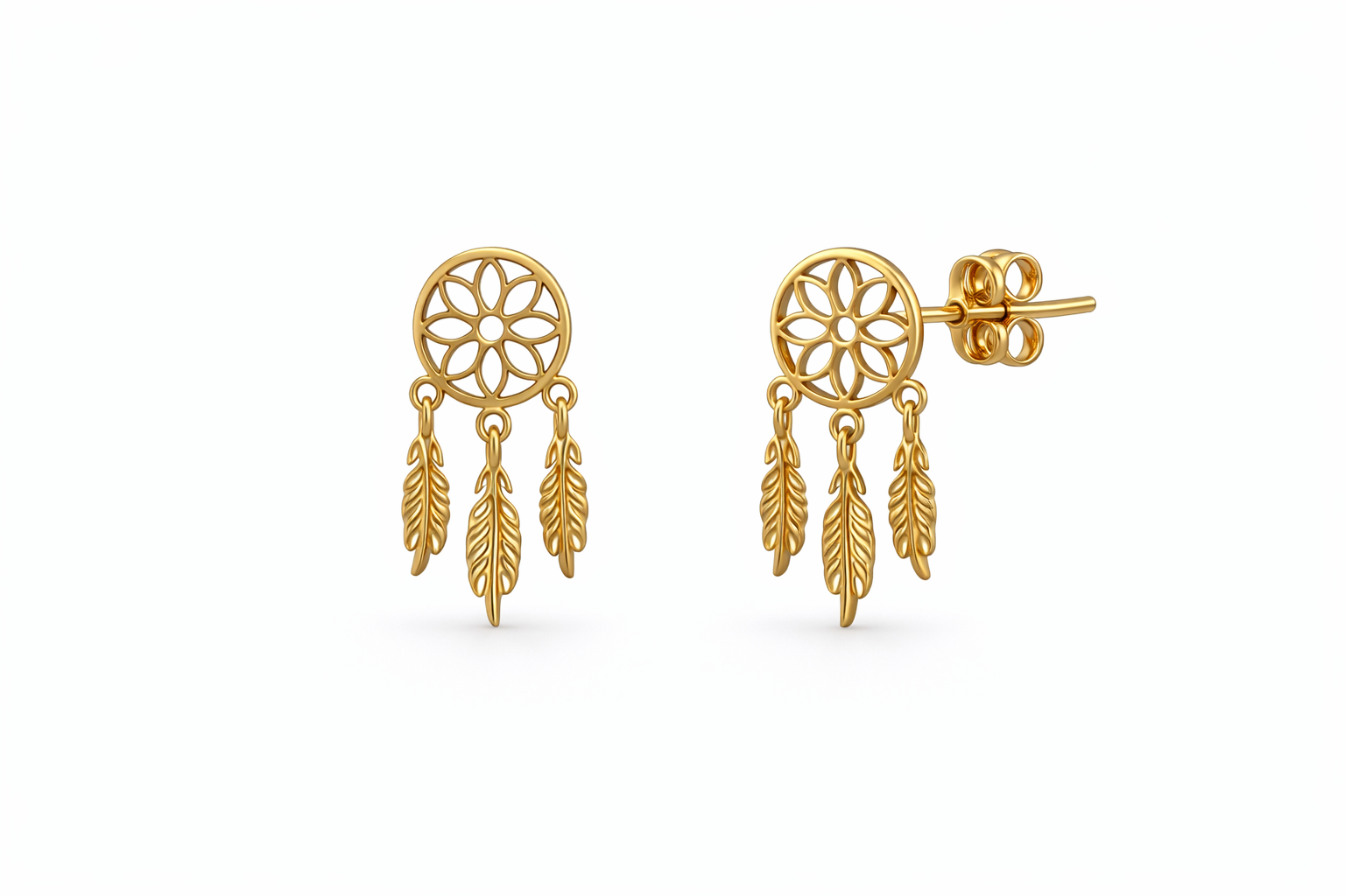 14KT SMALL DREAMCATCHER EARRINGS  Weigth 1.8GR