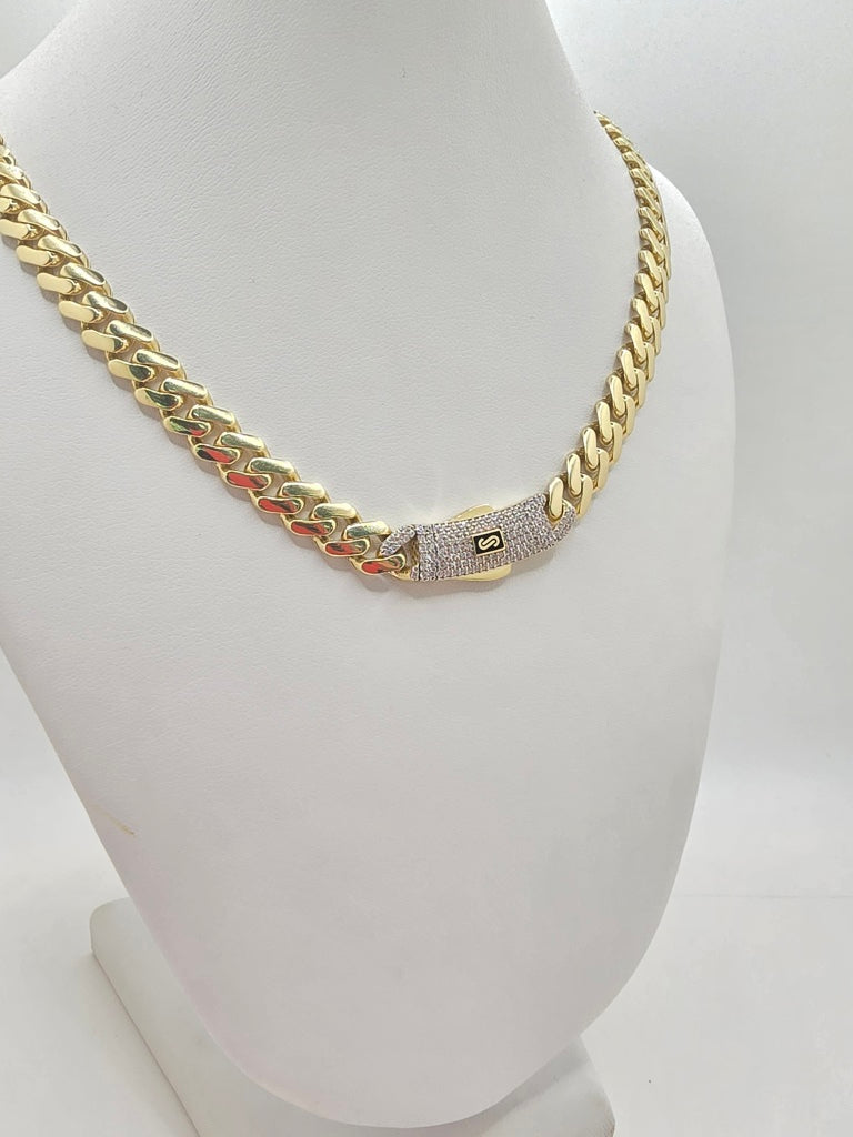 10KT CERTIFIED MONACO CHAIN CZ CLOSURE Size 20INCH 8MM Weight 19.7GR