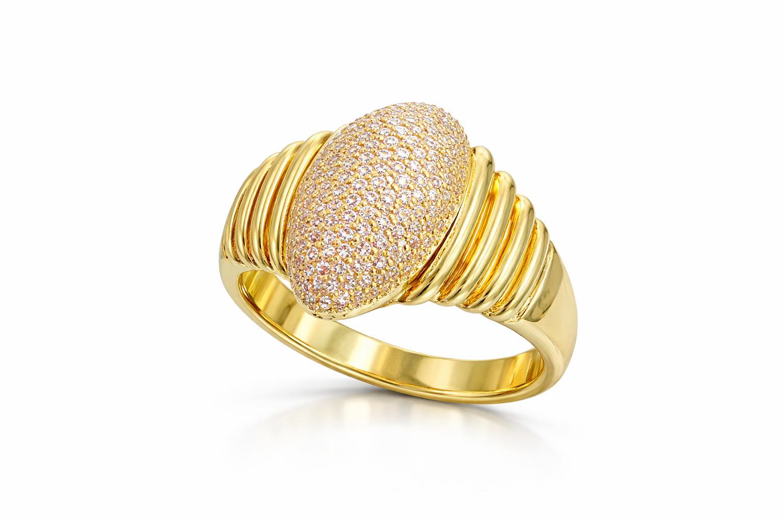 14KT FULL CZ OVAL RING Size 7.5 & 8 Weight 4.9GR