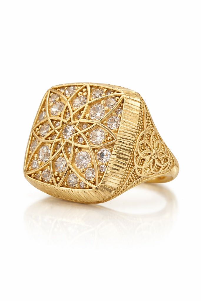 10KT SQUARE ROSETTA MAN'S RING Size 12.5 Weigth 14.1GR