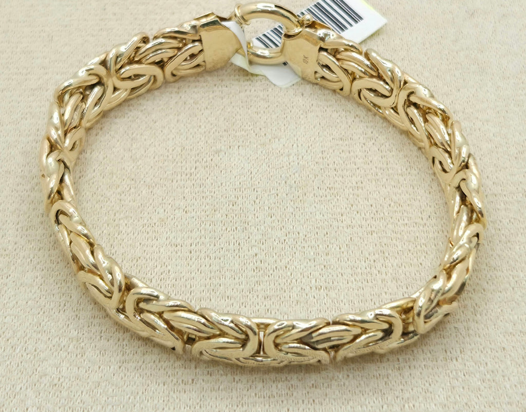 10KT BYZENTINE BRACELET Size 7INCH 10.5MM Weight 11.7GR
