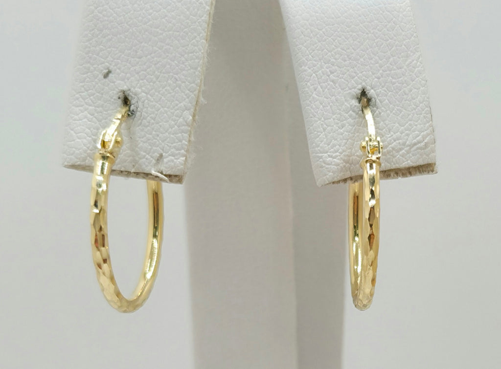 10KT SLIM DIAMOND CUT HOOPS EARRINGS Size 2 1.5MM Weight 1.2GR