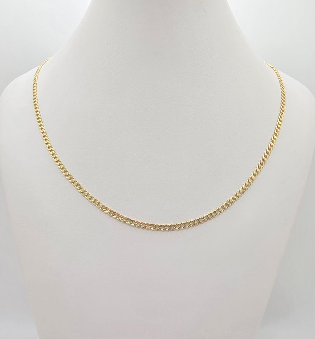 10KT HOLLOW CUBAN CURB FLAT CHAIN Size 16INCH 2.5MM Weight 2.5GR