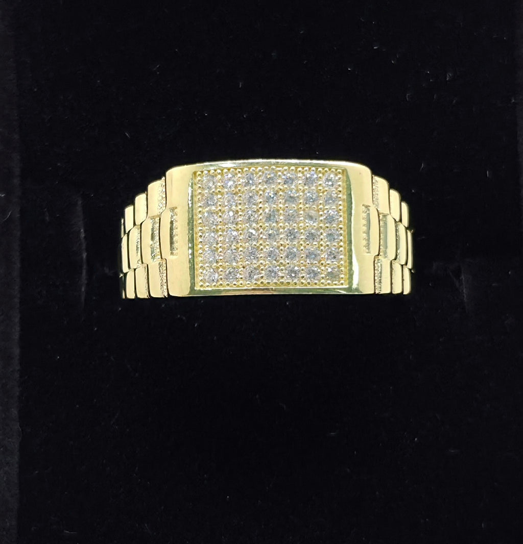 10KT CZ ELEGANT RECTANGULAR SHAPE MEN'S RING Size 10 Weight 4GR