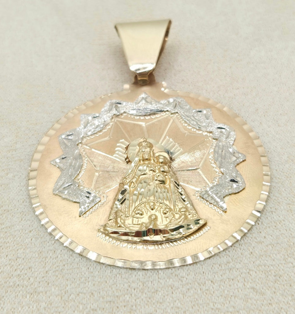 14KT Yellow Gold Caridad del Cobre Round Medallion Size 51.25 mm Weight 18 grs