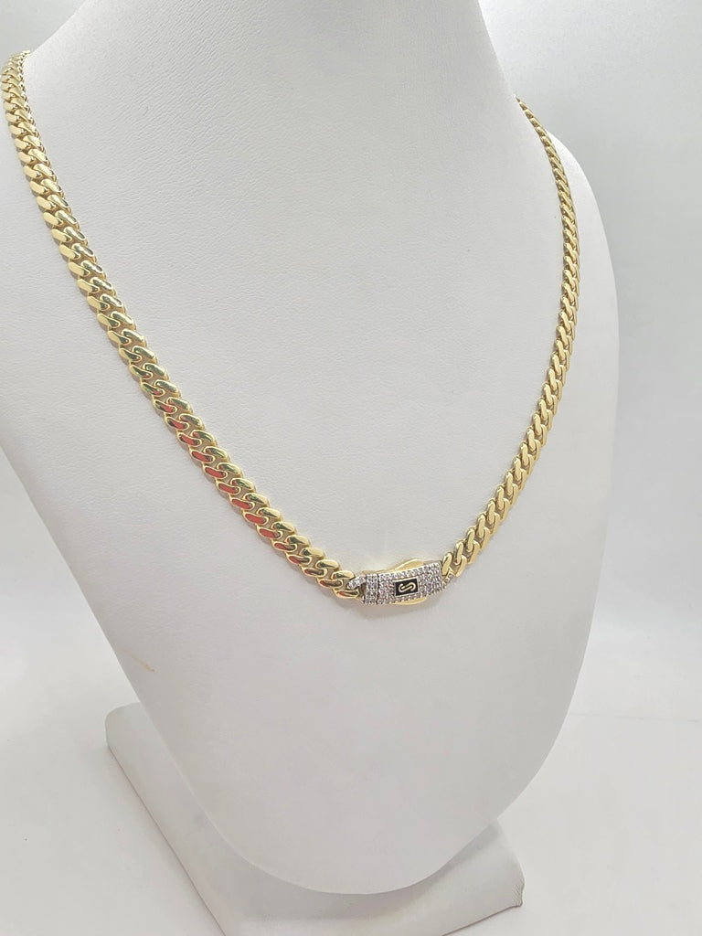 10KT CERTIFIED MONACO CHAIN CZ CLOSURE Size 18INCH 5MM Weight 11.7GR