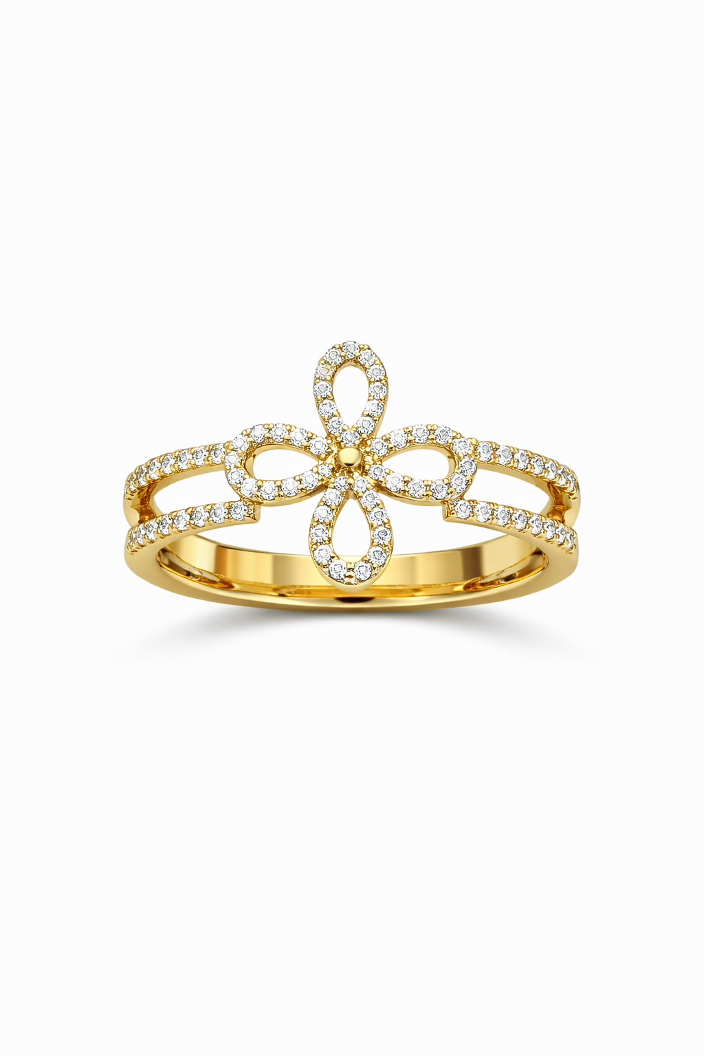 10KT CZ SILHOUETTE FLOWER RING Size 7 Weigth 1.9GR