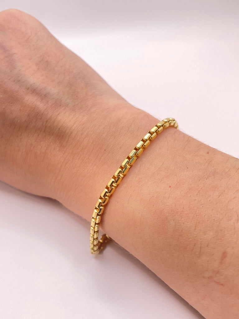 10KT SOLID ROUND BOX BRACELET Size 7INCH 3.5MM Weight 10GR