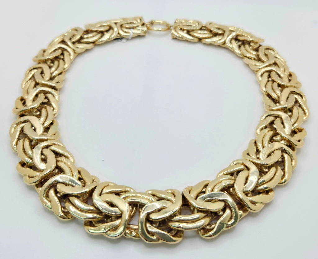14KT BIG BYZENTINE NECKLACE Size 20INCH 28MM Weight 181.8GR