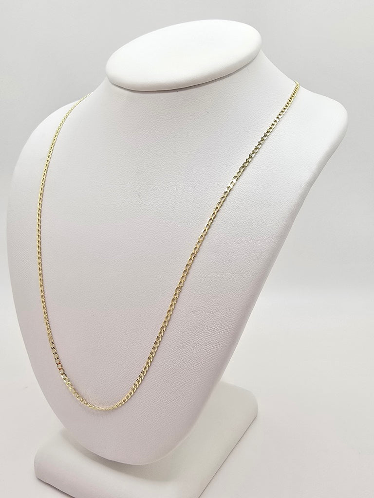 14KT SOLID CUBAN CURB FLAT CHAIN Size 20INCH 1.5MM Weight 2.2GR