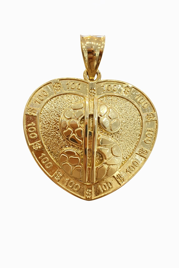 10KT LARGE MONEY SYMBOL HEART PENDANT Size LARGE Weigth 4.3GR